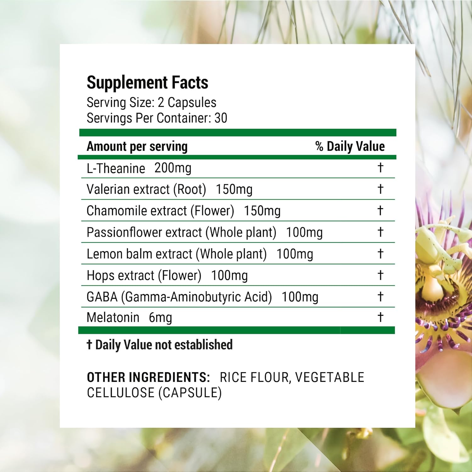 Luna Melatonin Dietary Supplement Label